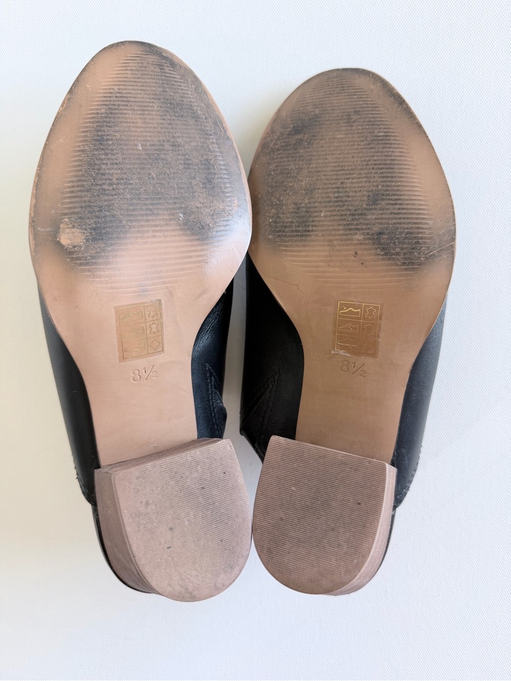 Madewell J8560 Black Leather Block Heel Mule Slides Pointed Toe 8.5 - Picture 9 of 11